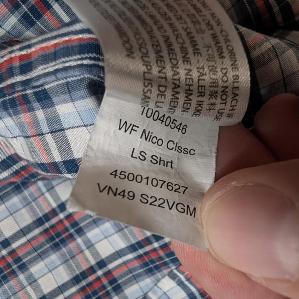 Ariat Nico Classic Button Down Shirt Mens Medium Wrinkle Free Plaid Long Sleeve